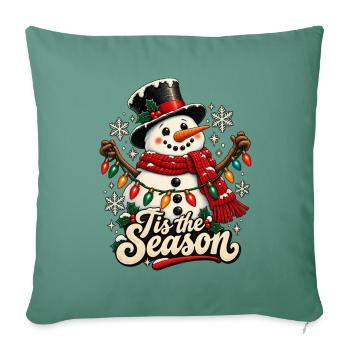 Tis the Season Schneemann-Lichter - Sofakissenbezug 45 x 45 cm - Tanngrün - Vorne