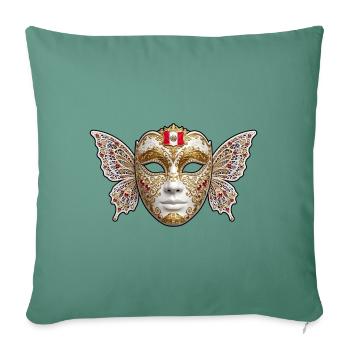 Goldene Flügelmaske mit Peru-Emblem - Sofakissenbezug 45 x 45 cm - Tanngrün - Vorne