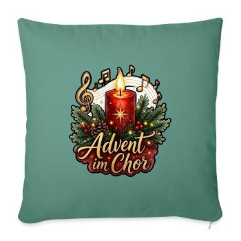 Advent Im Chor Kerze Tanne Musik Noten Weihnachten - Sofakissenbezug 45 x 45 cm - Tanngrün - Vorne