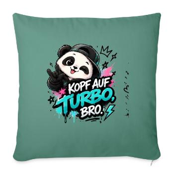 KopfAufTurbo Panda Bro - Sofakissenbezug 45 x 45 cm - Tanngrün - Vorne
