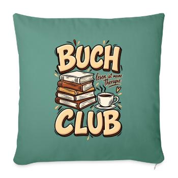 Buchclub – Lesen ist meine Therapie Bücherliebe - Sofakissenbezug 45 x 45 cm - Tanngrün - Vorne