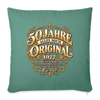 50 Jahre gereift – Jahrgang 1977 Vintage Design - Sofakissenbezug 45 x 45 cm - Tanngrün - Vorne
