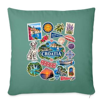 Kroatien Reisesticker - Sofakissenbezug 45 x 45 cm - Tanngrün - Vorne