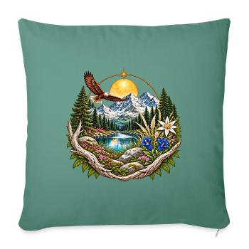 Naturkreis Berge See Wald - Sofakissenbezug 45 x 45 cm - Tanngrün - Vorne