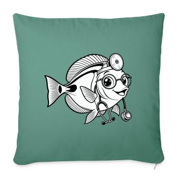 Doktorfisch mit Stethoskop - Sofakissenbezug 45 x 45 cm - Tanngrün - Vorne