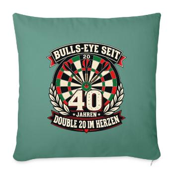 BULLS EYE SEIT 40 JAHREN Double 20 Darts Spruch - Sofakissenbezug 45 x 45 cm - Tanngrün - Vorne