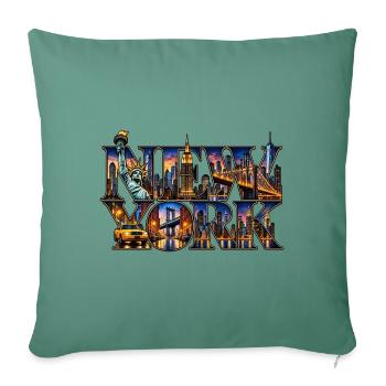 New York Skyline Collage - Sofakissenbezug 45 x 45 cm - Tanngrün - Vorne