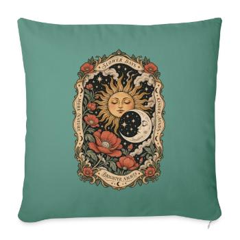 Slower Days – Mystische Sonne & Mond - Sofakissenbezug 45 x 45 cm - Tanngrün - Vorne
