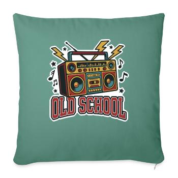 Old School Boombox – Retro-Musik der 80er - Sofakissenbezug 45 x 45 cm - Tanngrün - Vorne