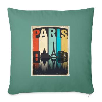 Vintage-Pariser Reiseplakat Skyline France Tee - Sofakissenbezug 45 x 45 cm - Tanngrün - Vorne