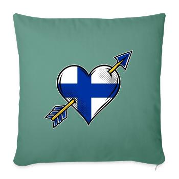 Finnland Flagge Herz mit Pfeil - Sofakissenbezug 45 x 45 cm - Tanngrün - Vorne