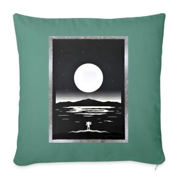 Mondbeschienene Silhouette über ruhigem Meer - Sofakissenbezug 45 x 45 cm - Tanngrün - Vorne