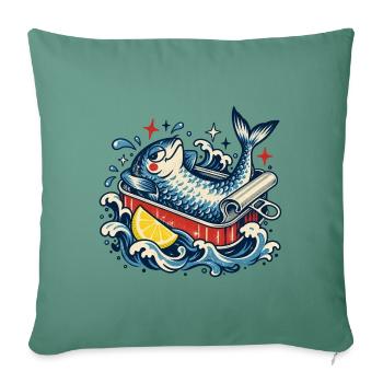 Fisch in Badewanne mit Zitrone - Sofakissenbezug 45 x 45 cm - Tanngrün - Vorne