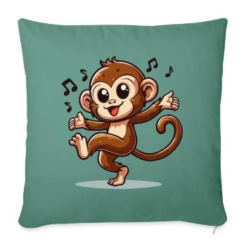 Tanzender Affe mit Musiknoten - Sofakissenbezug 45 x 45 cm - Tanngrün - Vorne