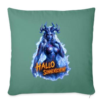 Hallo Sonnenschein! – Dämonin Design - Sofakissenbezug 45 x 45 cm - Tanngrün - Vorne