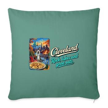 Cleveland Retro Vintage Rock Lake Erie Pierogi - Sofakissenbezug 45 x 45 cm - Tanngrün - Vorne