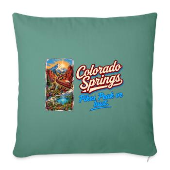 Colorado Springs Retro Vintage Pikes Peak Design - Sofakissenbezug 45 x 45 cm - Tanngrün - Vorne