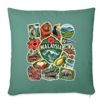 Malaysia Reisesticker - Sofakissenbezug 45 x 45 cm - Tanngrün - Vorne