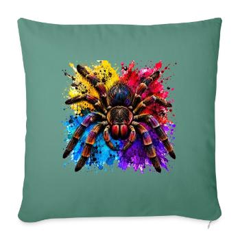 Neon Tarantel  Psychodelische Spinne im Farbklecks - Sofakissenbezug 45 x 45 cm - Tanngrün - Vorne