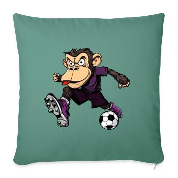 Affen Fussball / Fussballer Affe - Sofakissenbezug 45 x 45 cm - Tanngrün - Vorne