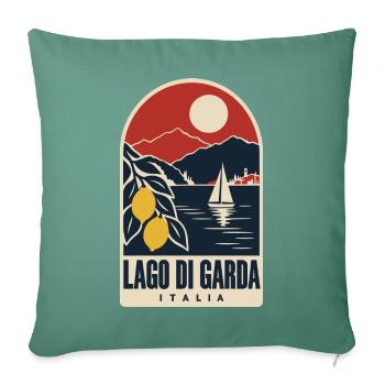 Lago di Garda Vintage-Reiseplakat Gardasee - Sofakissenbezug 45 x 45 cm - Tanngrün - Vorne