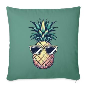 Ananas mit Sonnenbrille – Bunt - Sofakissenbezug 45 x 45 cm - Tanngrün - Vorne