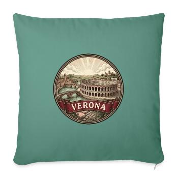 Verona Italien Reiseabzeichen Souvenir der römischen Arena - Sofakissenbezug 45 x 45 cm - Tanngrün - Vorne