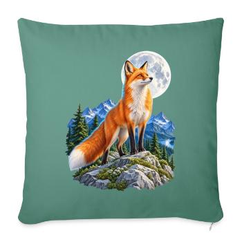 Wolf heult vor dem Mond Mondlicht Wolf wilde Tiere - Sofakissenbezug 45 x 45 cm - Tanngrün - Vorne