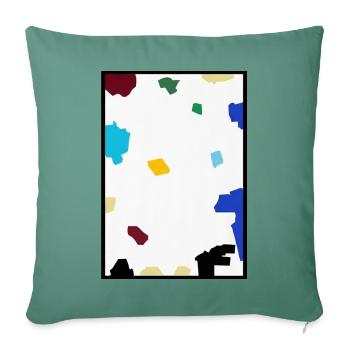 Abstraktes Konfetti auf weißer Leinwand - Sofakissenbezug 45 x 45 cm - Tanngrün - Vorne