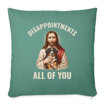 Disappointments Jesus mit Berner Sennenhund - Sofakissenbezug 45 x 45 cm - Tanngrün - Vorne