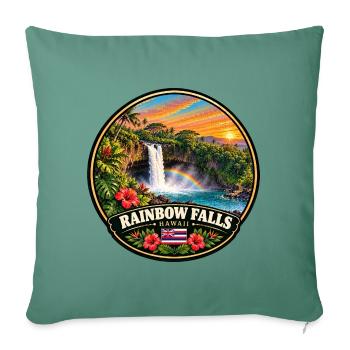 Rainbow Falls Hawaii Wasserfall Natur Wald - Sofakissenbezug 45 x 45 cm - Tanngrün - Vorne