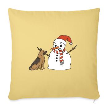 Schäferhund klaut Schneemann den Stockarm - Sofakissenbezug 45 x 45 cm - Hellgelb - Vorne