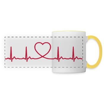 Herzschlag-EKG-Linie Medizinischer Pulswellen-Ikon-Vektor - Panoramatasse - Weiß/Gelb - Vorne