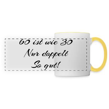60. Geburtstag - Panoramatasse - Weiß/Gelb - Vorne