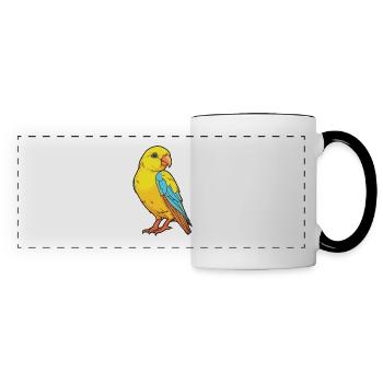 Kanarienvogel Buntes Aquarell Cartoon Kawaii Tier - Panoramatasse - Weiß/Schwarz - Vorne
