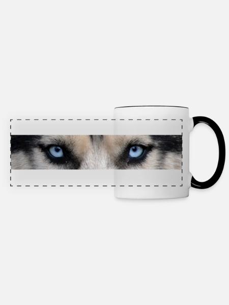 Husky Augen - Panoramatasse - Weiß/Schwarz