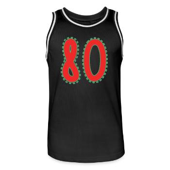 80. 80 ANS. 80e ANNIVERSAIRE. ANNIVERSAIRE 80 ANS. - Maillot de basket Homme - noir/blanc - Devant - AI Model Male 185 dark (185cm)