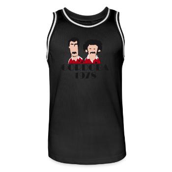 Cordoba 1978 Football Retro Gift Shirt - Men's Basketball Jersey - black/white - Front - AI Model Male 185 dark (185cm)