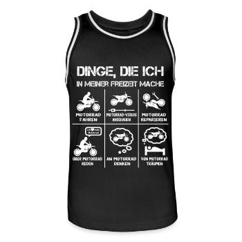 Freizeit - Motorradfahrer - Biker - Männer Basketball-Trikot - Schwarz/Weiß - Vorne - AI Model Male 185 dark (185cm)