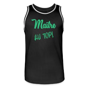 MEISTER - Männer Basketball-Trikot - Schwarz/Weiß - Vorne - AI Model Male 185 dark (185cm)