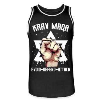 Krav Maga - Men's Basketball Jersey - black/white - Front - AI Model Male 185 dark (185cm)