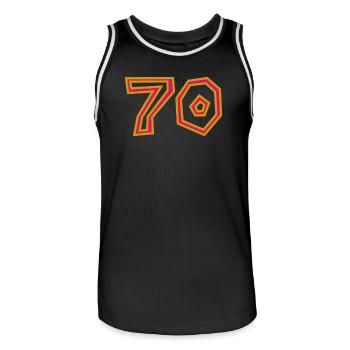 70. 70 ANS. 70e ANNIVERSAIRE. ANNIVERSAIRE 70 ANS. - Maillot de basket Homme - noir/blanc - Devant - AI Model Male 185 dark (185cm)