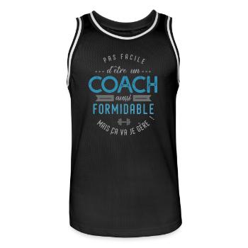 COACH entraineur sportif cadeau - Maillot de basket Homme - noir/blanc - Devant - AI Model Male 185 dark (185cm)