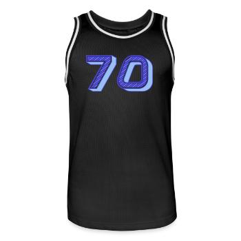 70. 70 ANS. 70e ANNIVERSAIRE. ANNIVERSAIRE 70 ANS. - Maillot de basket Homme - noir/blanc - Devant - AI Model Male 185 dark (185cm)
