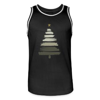 Arbre de Noël - Maillot de basket Homme - noir/blanc - Devant - AI Model Male 185 dark (185cm)