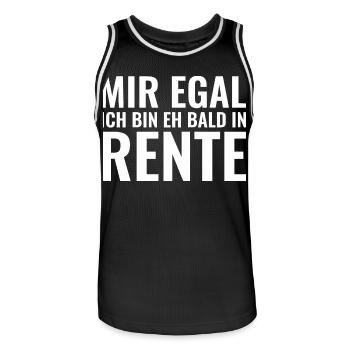 Mir egal ich bin eh bald in Rente - Männer Basketball-Trikot - Schwarz/Weiß - Vorne - AI Model Male 185 dark (185cm)