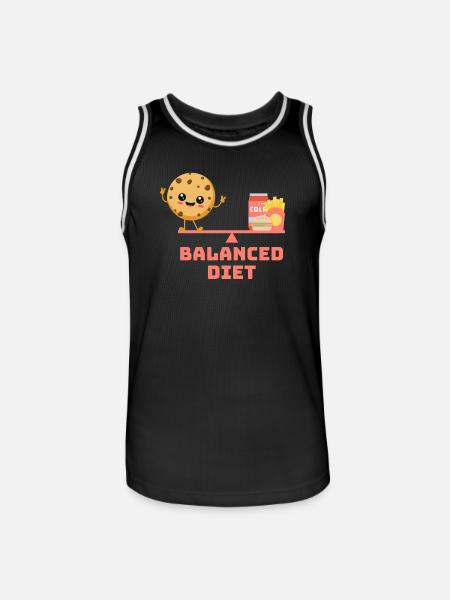 équilibré cookie fastfood Régime - Maillot de basket Homme - noir/blanc