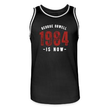 GEORGE ORWELL 1984 - Männer Basketball-Trikot - Schwarz/Weiß - Vorne - AI Model Male 185 dark (185cm)
