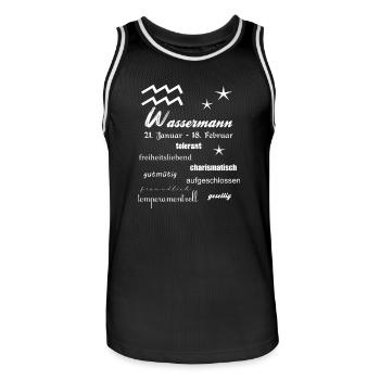 Wassermann Sternzeichen - Männer Basketball-Trikot - Schwarz/Weiß - Vorne - AI Model Male 185 dark (185cm)