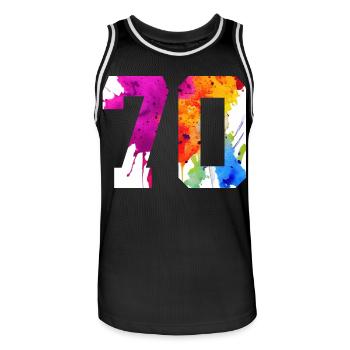 NUMMER 70 JAHRE ALT 70. GEBURTSTAG - Männer Basketball-Trikot - Schwarz/Weiß - Vorne - AI Model Male 185 dark (185cm)